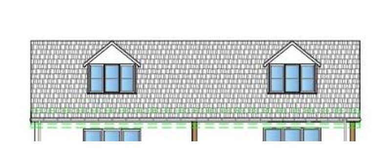 Front elevation drawing with dormers